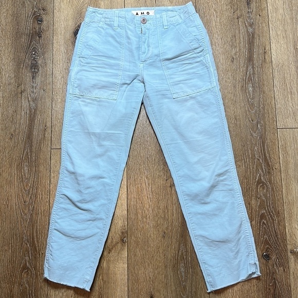 AMO Army Babe Linen Cargo Pants in Seafoam Size 24 - Picture 2 of 8